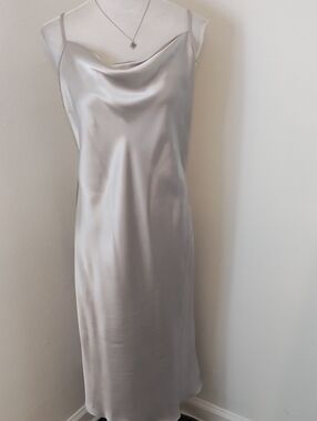 Bebe beautiful silver/ gray slip dress